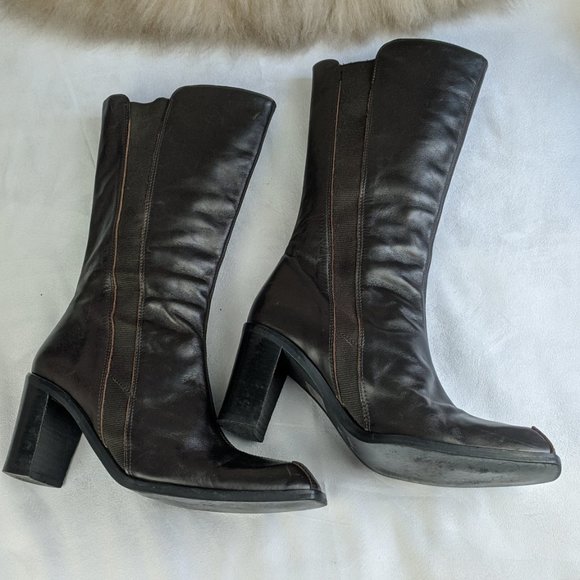 LUC BERJEN Rare Vintage Square Toe Boots Brown - Picture 6 of 11